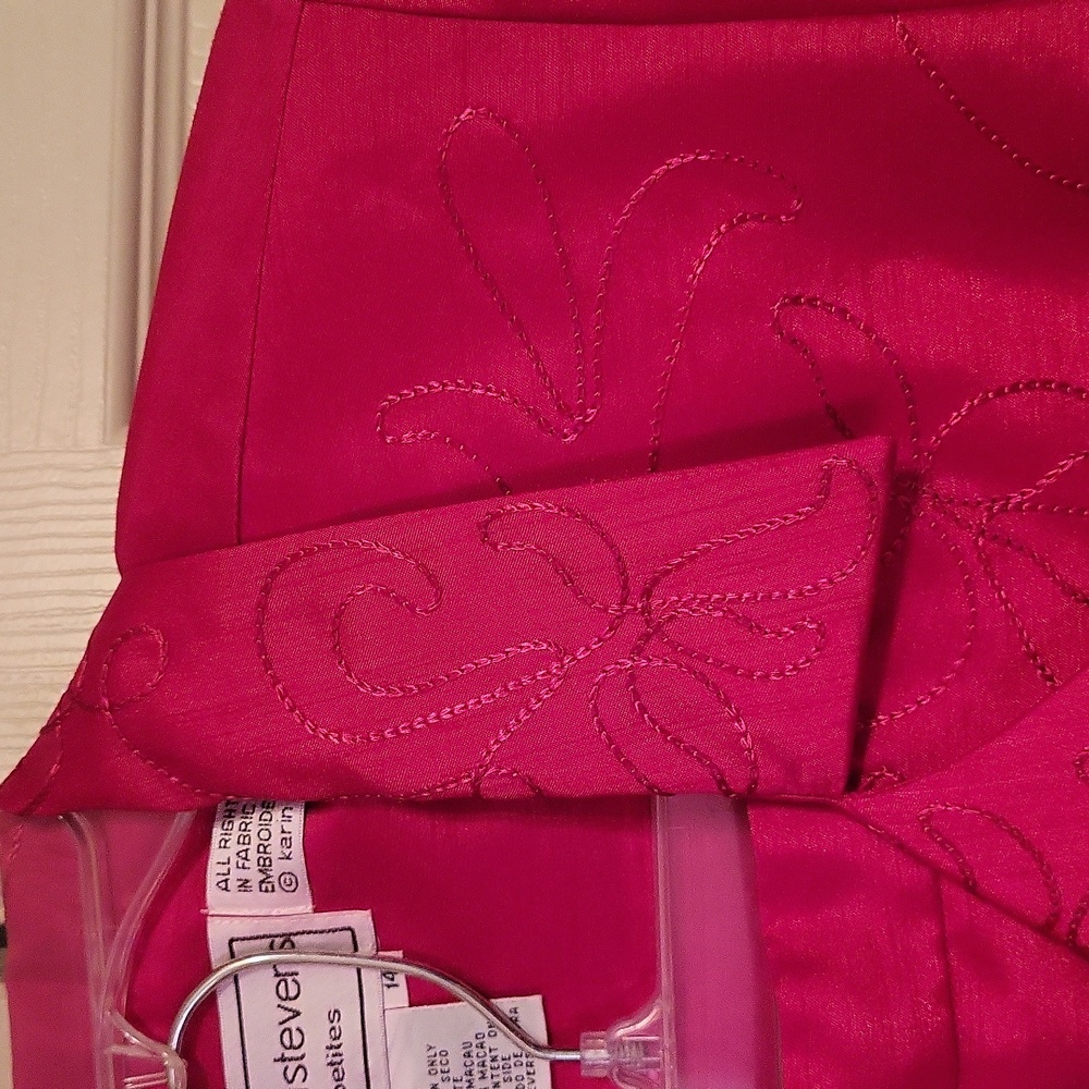 Karin stevens petites skirt suit, jacket 14P, skirt 14, Red - Picture 3 of 9